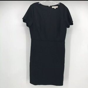 LOFT‎ Plus Black Scallop Sleeve Short sleeve Faux Wrap Sheath Dress Size 18 LBD